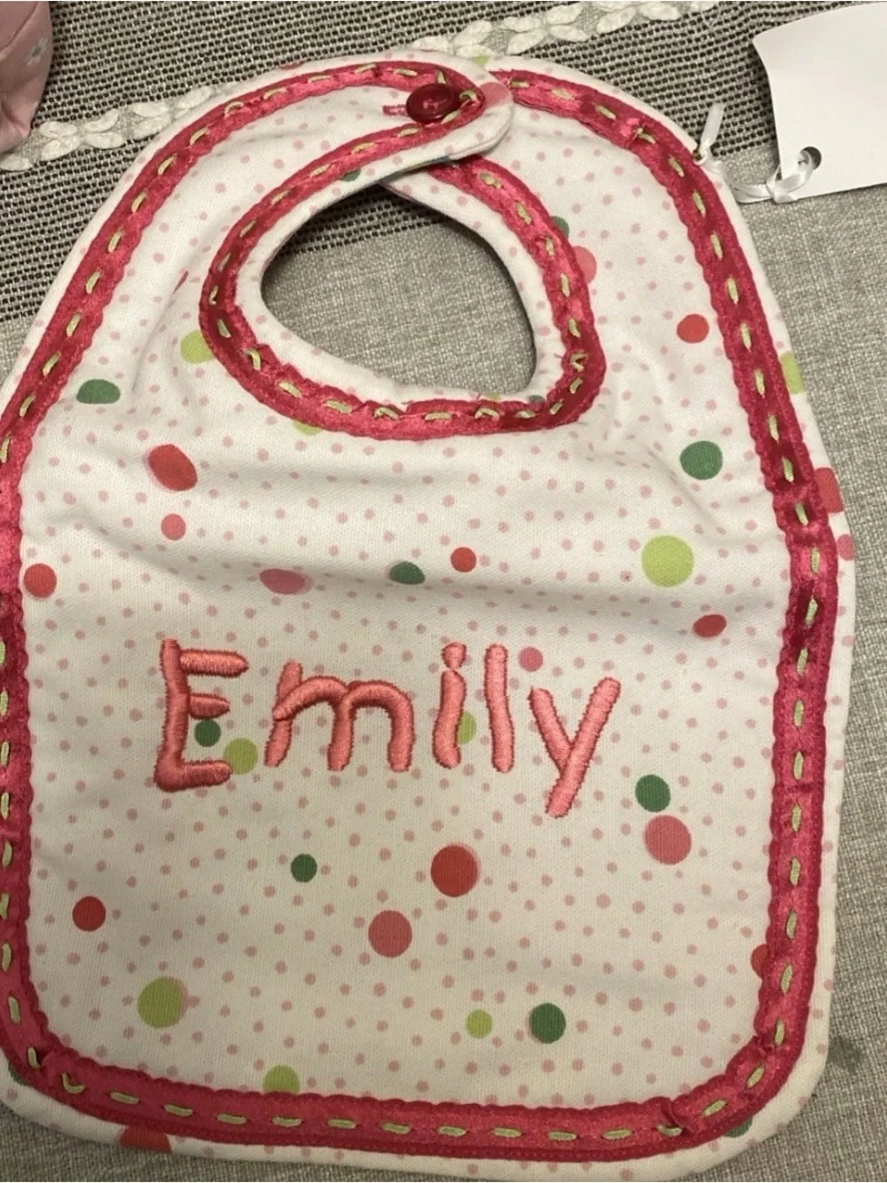 NWT Small Hand Made Diaper Bag with Bib Burp Cloth Emily Hand Sewn Baby Bag Pink